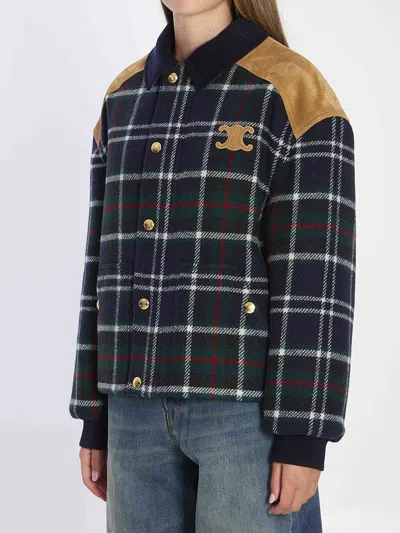 Celine Blouson Triomphe Bomber Jacket Women In Blue