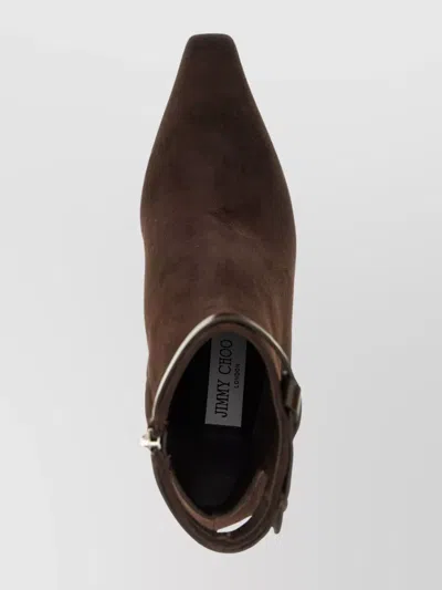 Jimmy Choo Camie Brown Ankle Boots With Knot Detail In Suede Woman In Brown
