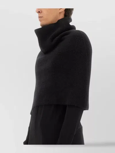 Rick Owens Textured Fabric Cropped Coat With High Collar In Black