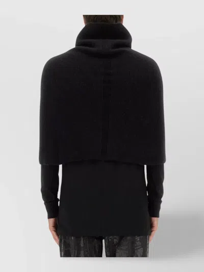 Rick Owens Textured Fabric Cropped Coat With High Collar In Black