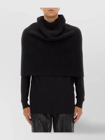 Rick Owens Textured Fabric Cropped Coat With High Collar In Black