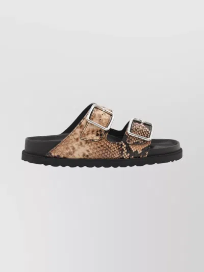 Birkenstock 1774 Open Toe Sandals Featuring Textured Sole In Animal Print
