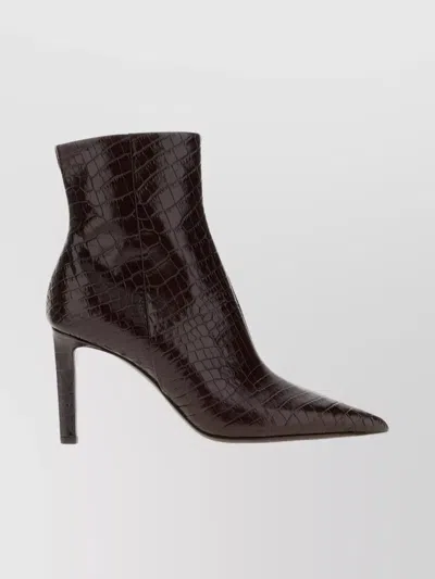 Jimmy Choo Croc-embossed Leather Ankle Boots With Pointed Toe In Brown