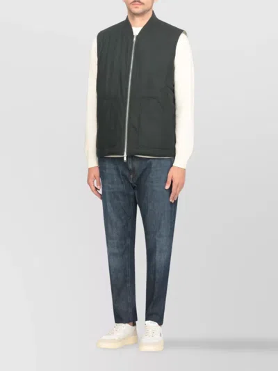 Autry Crewneck Wool Blend Vest With Logo Patch In Green