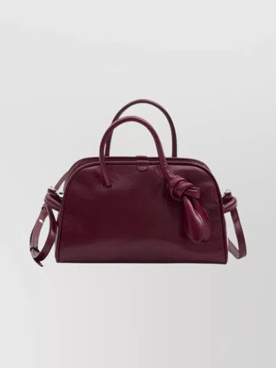 Jacquemus Le Petit Tourism In Shiny Vintage-finished Leather Bags In Burgundy