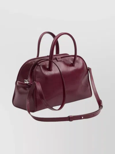 Jacquemus Le Petit Tourism In Shiny Vintage-finished Leather Bags In Burgundy