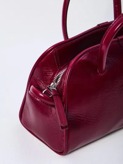 Jacquemus Le Petit Tourism In Shiny Vintage-finished Leather Bags In Burgundy