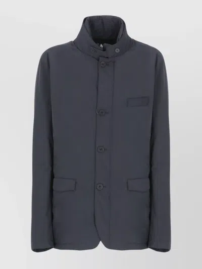 Herno Padded Jacket With High Neck And Pockets In Blue