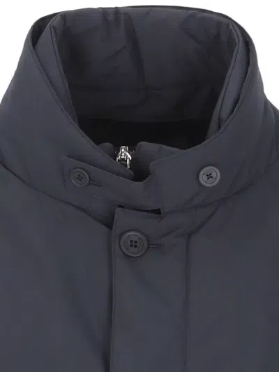 Herno Padded Jacket With High Neck And Pockets In Blue