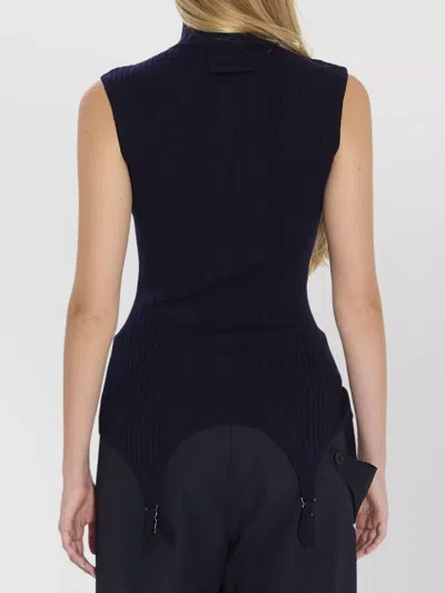 Jean Paul Gaultier Fitted Ribbed Top Featuring Lingerie Garter In Black