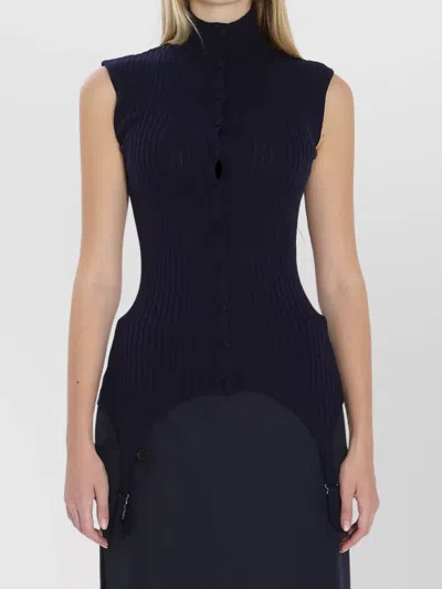 Jean Paul Gaultier Fitted Ribbed Top Featuring Lingerie Garter In Black