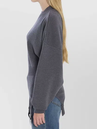 Jean Paul Gaultier High Neck Bat Sleeves Lingerie Garter Pullover Sweater In Blue