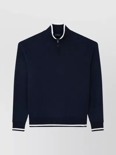 Paul & Shark Soft Cool Touch Wool Half Zip Sweater In Blue