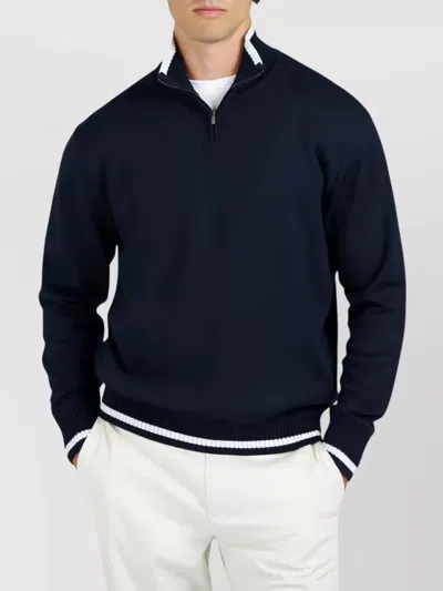 Paul & Shark Soft Cool Touch Wool Half Zip Sweater In Blue