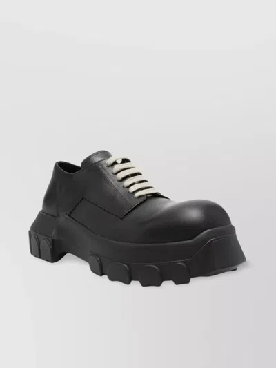 Rick Owens Mens Black Bozo Tractor Platform Leather Oxford Shoes