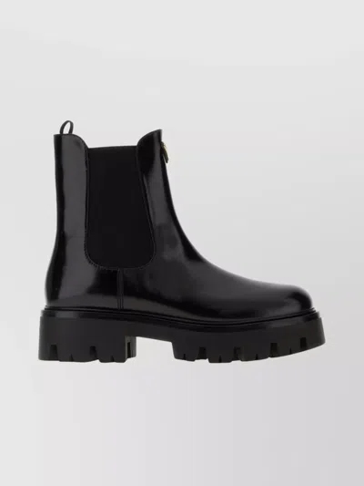 Prada Ankle Boots With Chunky Sole And Pull Tabs In Black