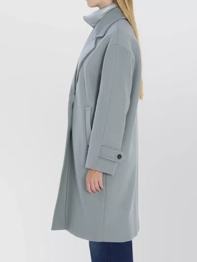Herno Velour Wool Cloth And Nylon Ultralight Coat In Blue