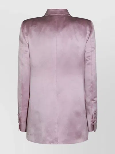 Tom Ford Satin Blazer With Notched Lapels And Pockets In Pink