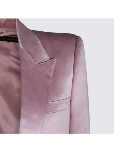 Tom Ford Satin Blazer With Notched Lapels And Pockets In Pink