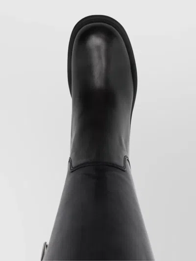 Hogan Knee-high Boots With Chunky Sole And Pull Tab In Black