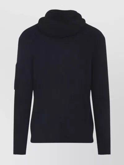 C.p. Company Tailored Hooded Sweater With Zippered Arm Pocket In Black