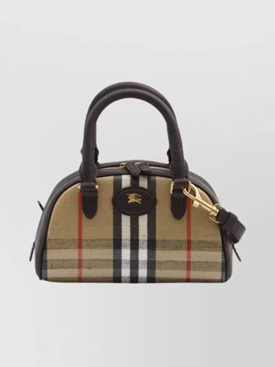 Burberry Mini Highlands Bowling Handbag And Handles In Neutral