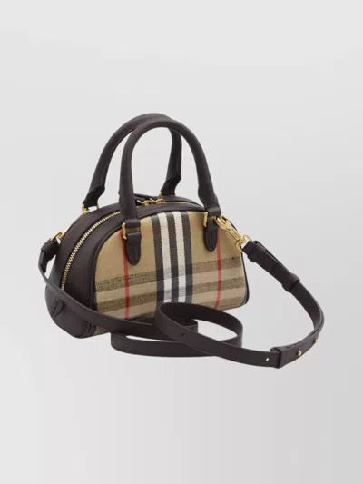 Burberry Mini Highlands Bowling Handbag And Handles In Neutral