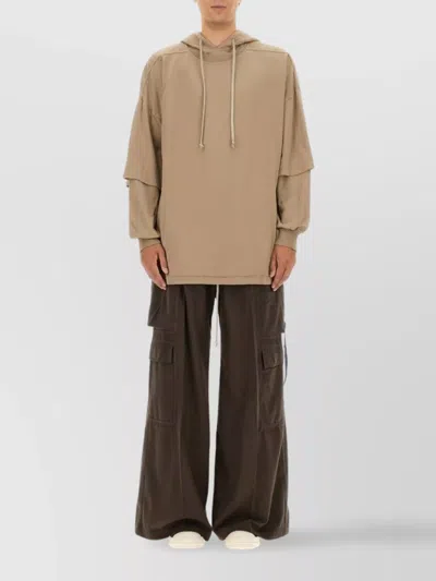 Rick Owens Drkshdw Oversized Hooded Sweater Drawstring Detail In Brown