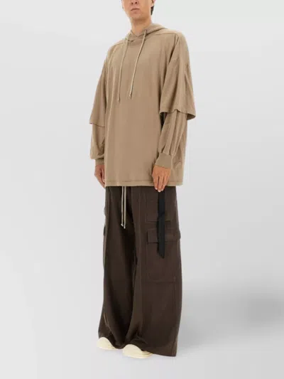 Rick Owens Drkshdw Oversized Hooded Sweater Drawstring Detail In Brown