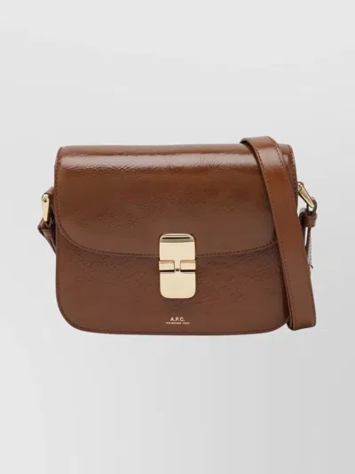 Apc A.p.c. Grace Small Foldover Top Crossbody Bag In Brown