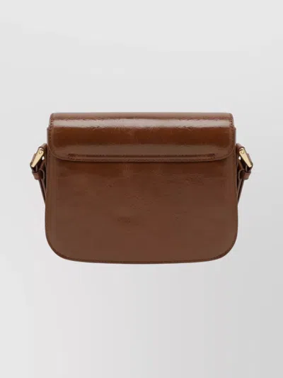 Apc A.p.c. Grace Small Foldover Top Crossbody Bag In Brown
