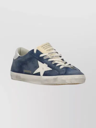 Golden Goose Sneakers Low-top Super-star In Suede In Blue