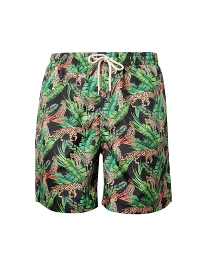 Lia Sahara Men's Patterned Swim Shorts In Midnight Jungle In Multi