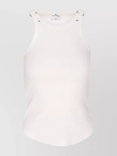 Courrèges 90s Buckle Tank Top With Metal Hardware In White