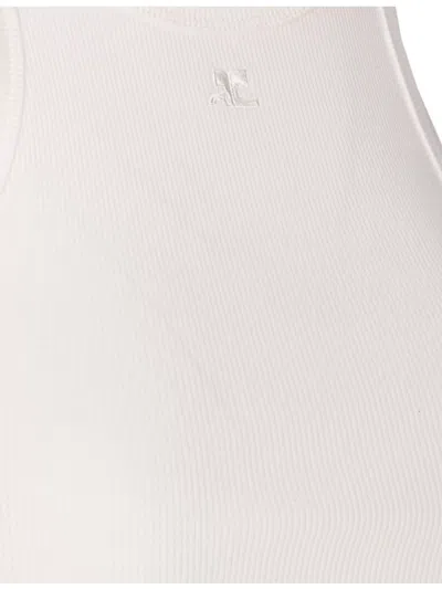 Courrèges 90s Buckle Tank Top With Metal Hardware In White