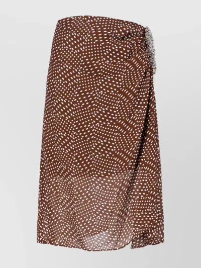 Dries Van Noten Midi Skirt With Irregular Polka Dot Print In Brown
