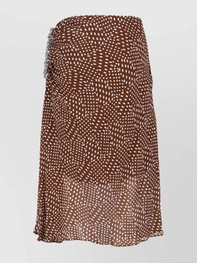 Dries Van Noten Midi Skirt With Irregular Polka Dot Print In Brown