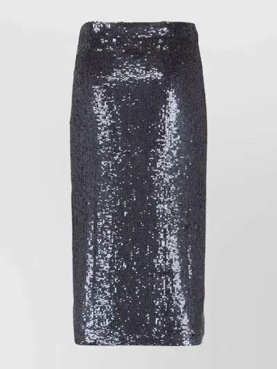 P.a.r.o.s.h Midi Skirt With Sequin Embellishment And Straight Silhouette In Black