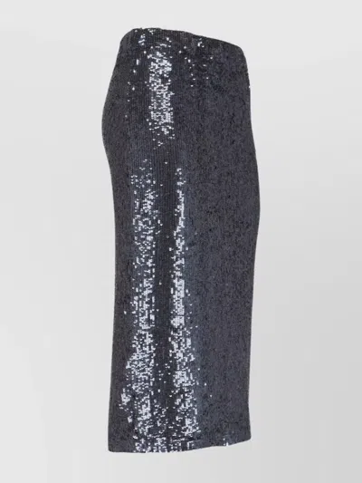 P.a.r.o.s.h Midi Skirt With Sequin Embellishment And Straight Silhouette In Black