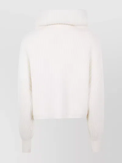 Kujten Cropped Turtleneck Sweater Long Sleeves In White