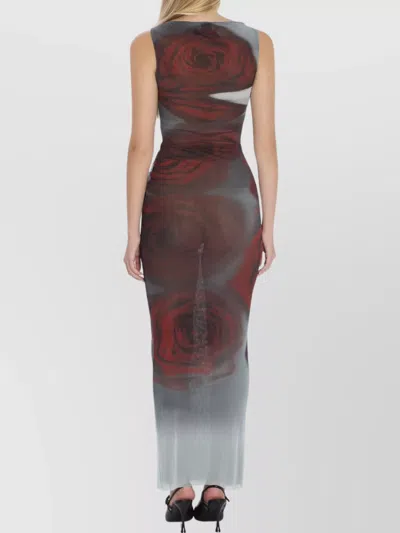 Jean Paul Gaultier Floral Maxi Dress Boat Neckline In Multi