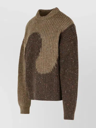 Erl Color Block Long Sleeve Knit Sweater In Brown