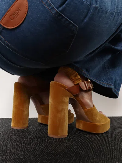 Chloé Aria Ankle-strap Platform Sandals In Brown