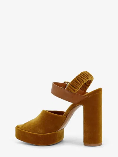 Chloé Aria Ankle-strap Platform Sandals In Brown