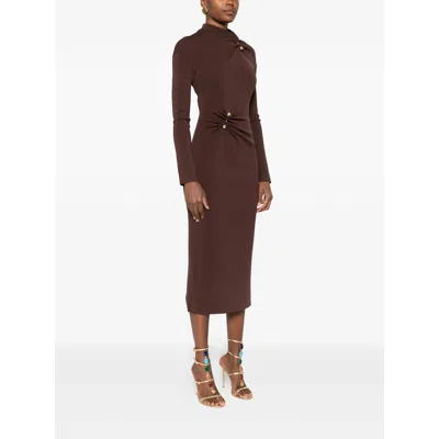 Cult Gaia Twist-detail Button Midi Dress In Brown