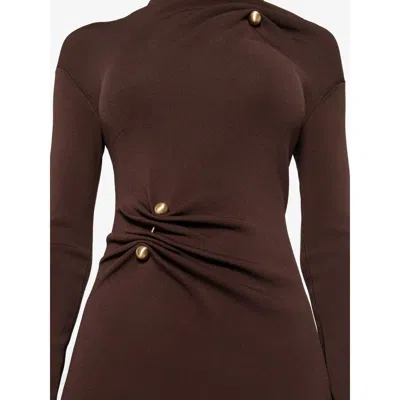 Cult Gaia Twist-detail Button Midi Dress In Brown