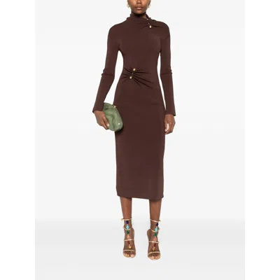 Cult Gaia Twist-detail Button Midi Dress In Brown