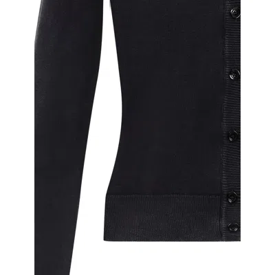 Diesel Fitted Button-up Sweater With Ribbed Detailing In Black