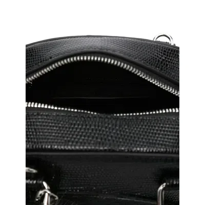 Diesel 1dr Dome-mini Bowling Bag In Embossed Leather In Black