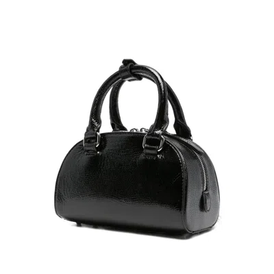 Diesel 1dr Dome-mini Bowling Bag In Embossed Leather In Black